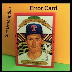 Nolan Ryan ERROR 1990 Donruss Texas Rangers Card #665 Baseball/Error Card (#65…